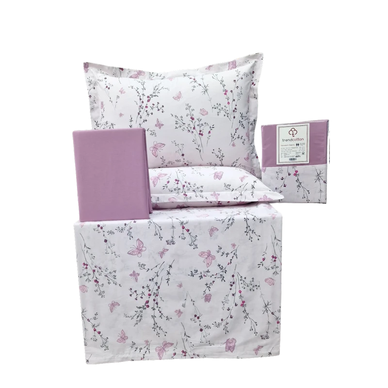 Комплект постельного белья Trend Cotton TK-TC-010, односпальный, хлопок, белый/лиловый