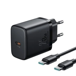 Сетевое зарядное устройство Joyroom JR-TCF11 Fast Charger 25W + USB-C Cabel 1 м, Черный Сетевое зарядное устройство Joyroom JR-TCF11 Fast Charger 25W + USB-C Cabel 1 м, Черный