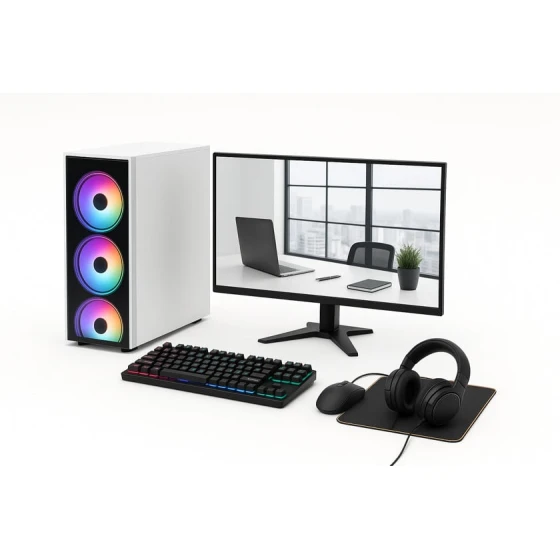 Игровой компьютерный комплект PC RX 580 с процессором i5-3470, 16 ГБ ОЗУ, 3 ТБ и 24-дюймовым монитором