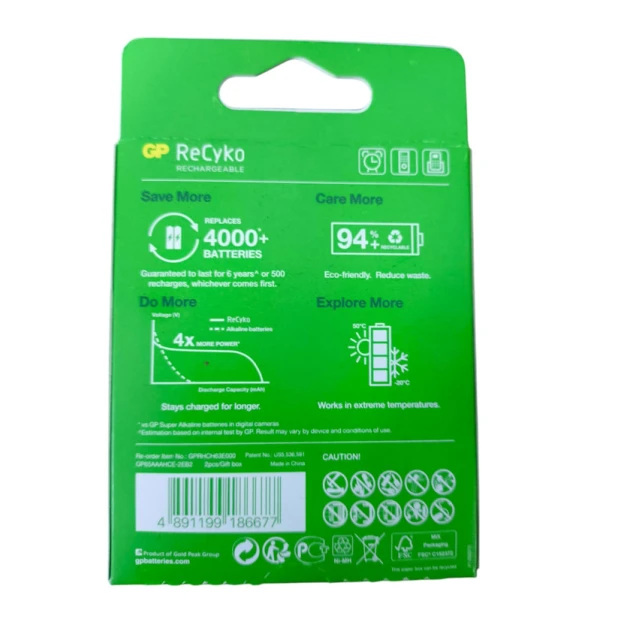 Батарейки аккумуляторные GP Recyko Rechargeable AAA 650mAh Батарейки аккумуляторные GP Recyko Rechargeable AAA 650mAh