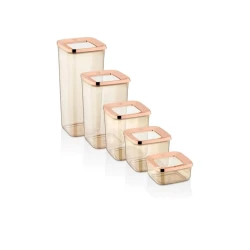 Набор контейнеров Vipahmet RT44, пластик, 1700 мл + 1200 мл + 900 мл + 700 мл + 250 мл, светло-коричневый, 5 шт