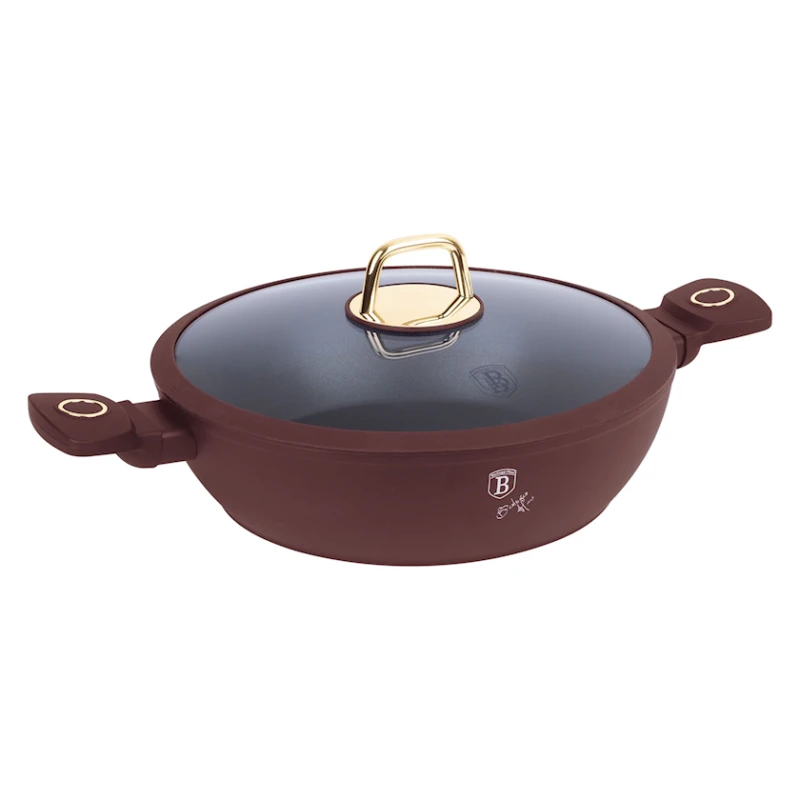 Сотейник Berlinger Haus Leonardo Collection BH-8039, 30x7.5 см, алюминий, трехслойное антипригарное титановое покрытие, бордовая