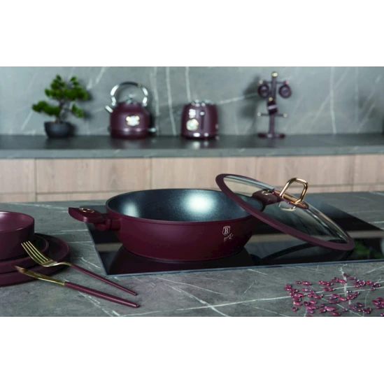 Сотейник Berlinger Haus Leonardo Collection BH-8039, 30x7.5 см, алюминий, трехслойное антипригарное титановое покрытие, бордовая