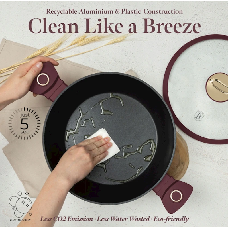 Сотейник Berlinger Haus Leonardo Collection BH-8039, 30x7.5 см, алюминий, трехслойное антипригарное титановое покрытие, бордовая