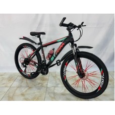 Velosiped Çin 24, su qabı, 2 təkər, 21 sürət, qara/yaşıl - BB-855