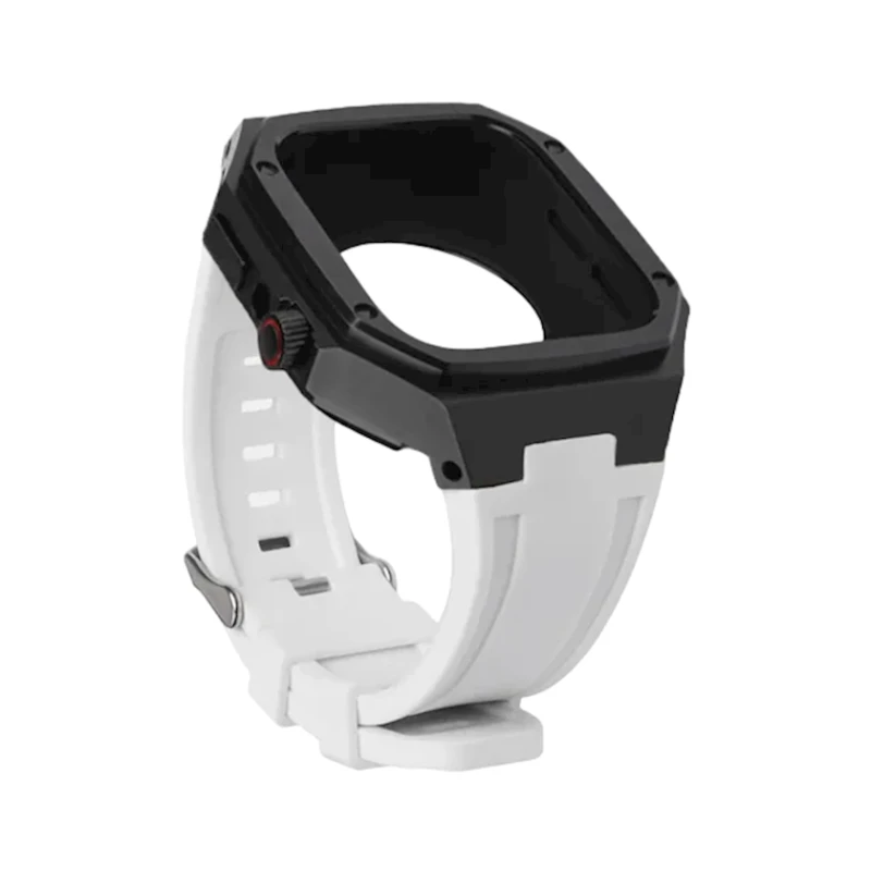 Ремешок и чехол Greatcase SW641 для Apple Watch 45mm Black/White Ремешок и чехол Greatcase SW641 для Apple Watch 45mm Black/White