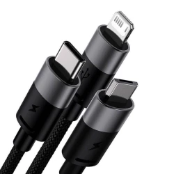 Кабель USB Baseus StarSpeed One-for-Three Fast Charging Cable USB-A to M+L+C, Черный