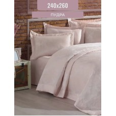 Örtük və yastıq üzü dəsti Gardines Diva, örtük 240x260 sm, yastıq üzü 60x80 sm 2 ədəd, ikinəfərlik, polyester/pambıq, pudra - RB_210967_006