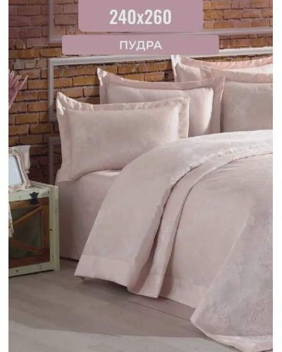 Örtük və yastıq üzü dəsti Gardines Diva, örtük 240x260 sm, yastıq üzü 60x80 sm 2 ədəd, ikinəfərlik, polyester/pambıq, pudra - RB_210967_006
