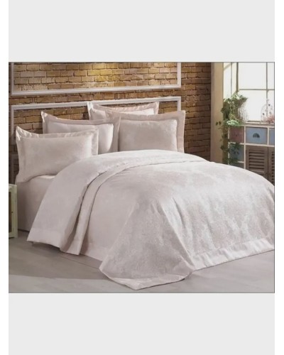 Örtük və yastıq üzü dəsti Gardines Diva, örtük 240x260 sm, yastıq üzü 60x80 sm 2 ədəd, ikinəfərlik, polyester/pambıq, pudra - RB_210967_006