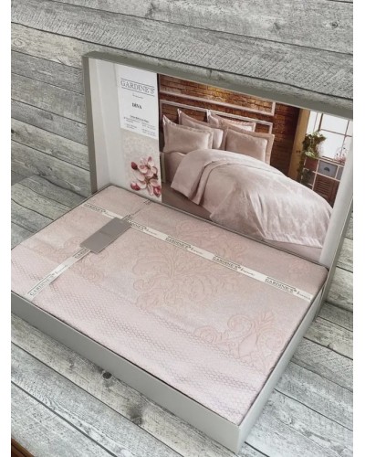 Örtük və yastıq üzü dəsti Gardines Diva, örtük 240x260 sm, yastıq üzü 60x80 sm 2 ədəd, ikinəfərlik, polyester/pambıq, pudra - RB_210967_006