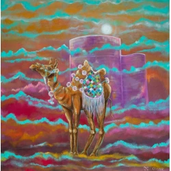 Rəsm Art by Ulviya Kakhramanova Şərq nağılları Dəvə, kətan, yağlı, 100x100 sm