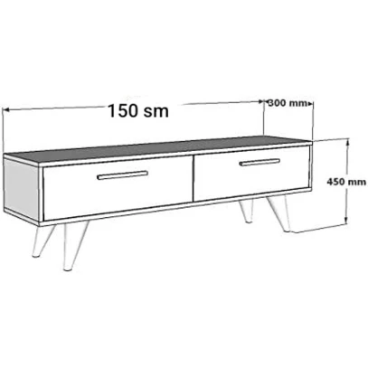 TV üçün tumba ev_12116153, laminat, ağ/qəhvəyi, 150x30x45 sm