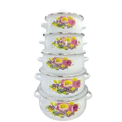 Набор кастрюль ZTW-QZ32, 16/18/20/22/24 см, эмаль, белый