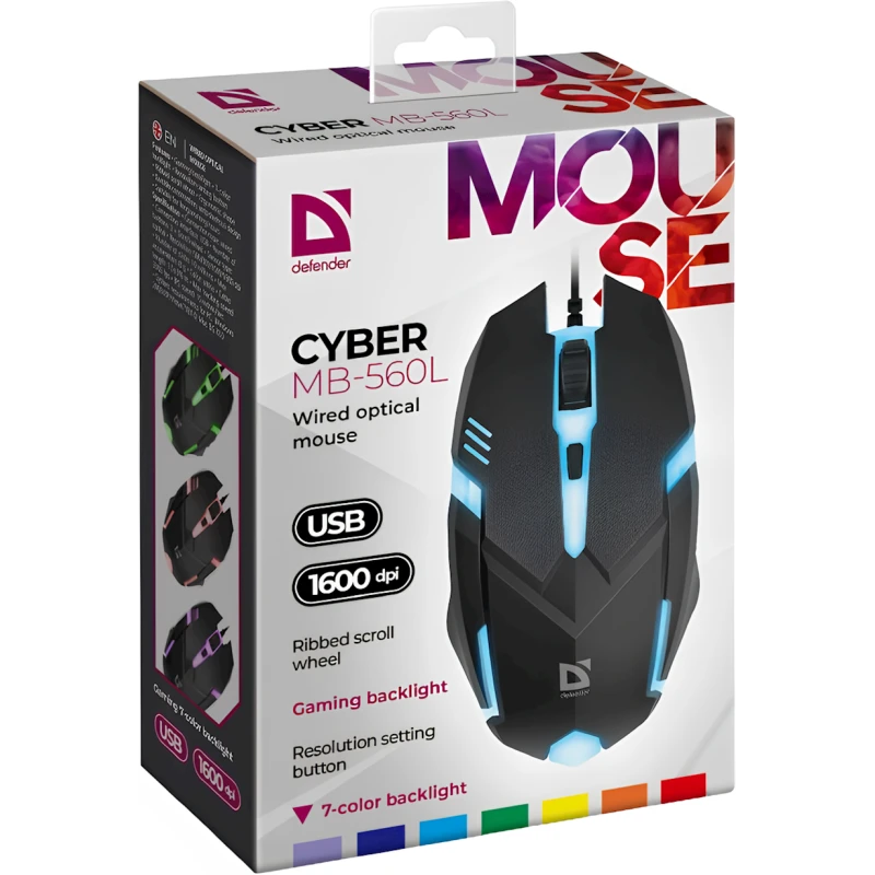 Мышь Defender Cyber MB-560L Black Мышь Defender Cyber MB-560L Black
