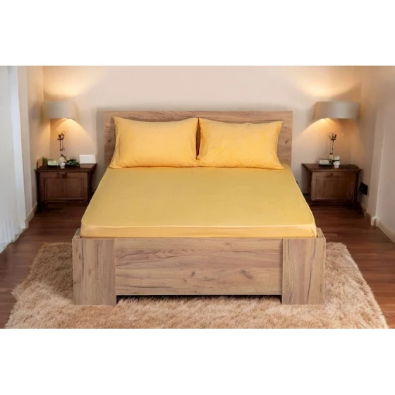 Комплект постельного белья Luxe Cotton Lu-xe-000565, двуспальный, простыня 160x200 см, наволочки 50x70 см 2 шт, хлопок, желтый