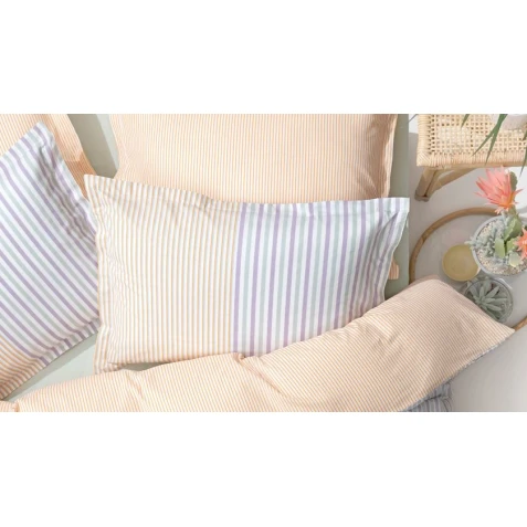 Комплект постельного белья Yataş Corwin, пике 200х220 см, простыня 240х260 см, наволочка 50х70 см (2 шт), двуспальный, хлопок, оранжевый/зеленый