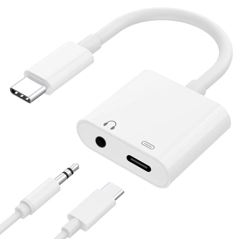 Adapter KIN KY-186 Type C audio and charge adapter 0.5 m, White Adapter KIN KY-186 Type C audio and charge adapter 0.5 m, White