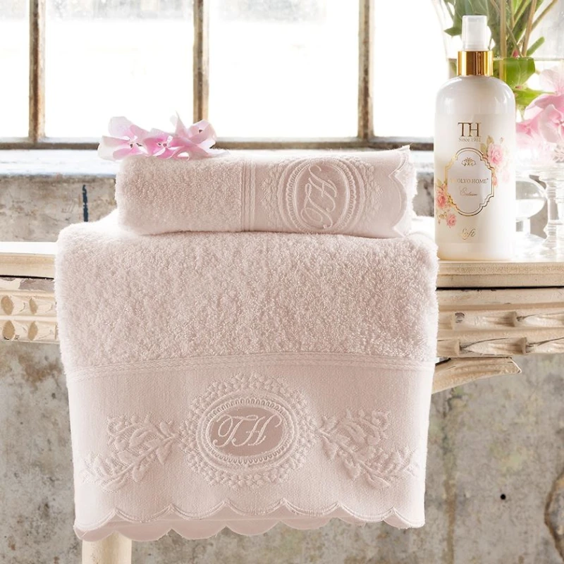 Набор полотенец Tivolyo Home Antoinette, хлопок, розовый, 2 шт, 50x100/75x150 см