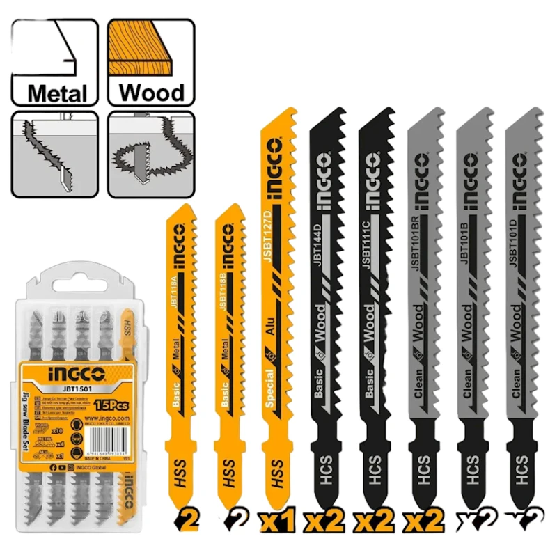 Lobzik üçün kətan dəsti Ingco JBT1501, 15 əd