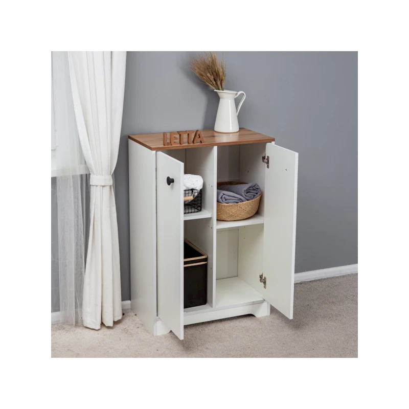 Тумба Letta, ЛДСП, белая/коричневая, 94x36x65 см Тумба Letta, ЛДСП, белая/коричневая, 94x36x65 см