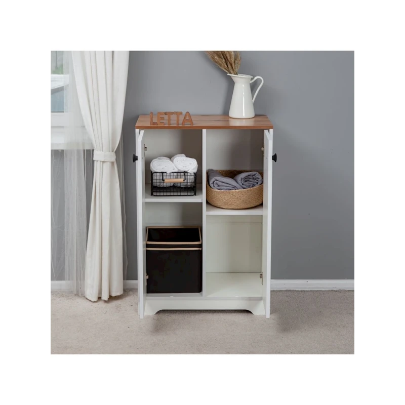 Тумба Letta, ЛДСП, белая/коричневая, 94x36x65 см Тумба Letta, ЛДСП, белая/коричневая, 94x36x65 см