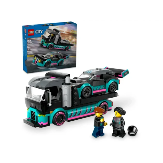 Конструктор LEGO City Race Car and Car Carrier Truck 60406, 6+ лет, 328 элементов