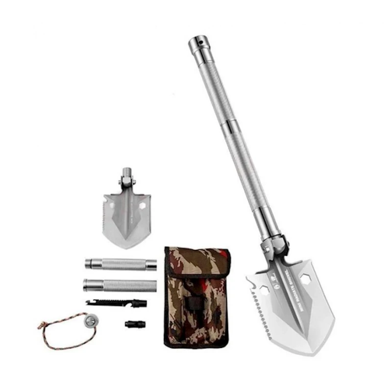 Лопата двухсекционная, марганцевая сталь, складная, серебристый Лопата двухсекционная, марганцевая сталь, складная, серебристый