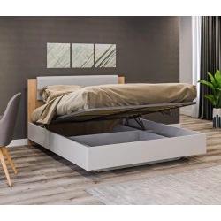 Двуспальная кровать Art_ikili_yataq (200) 7, ламинат, коричневая/белая, 120x200x200 см