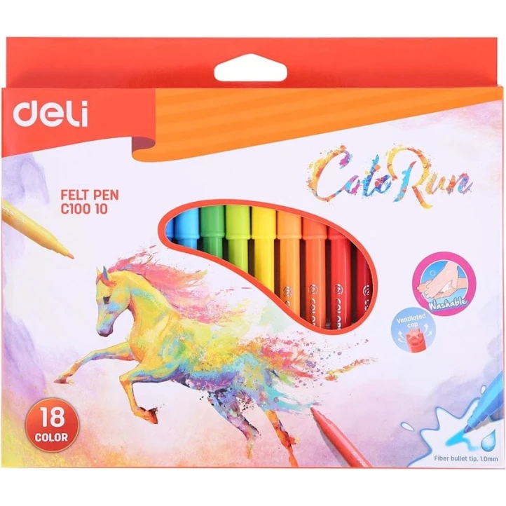 Набор фломастеров Deli C10010, смываемый, 18 шт Набор фломастеров Deli C10010, смываемый, 18 шт