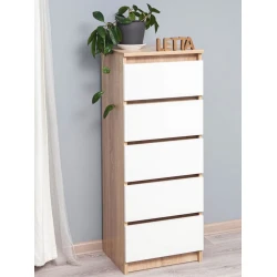 Комод, 106x35x40 см, ЛДСП, белый/коричневый. Комод, 106x35x40 см, ЛДСП, белый/коричневый.