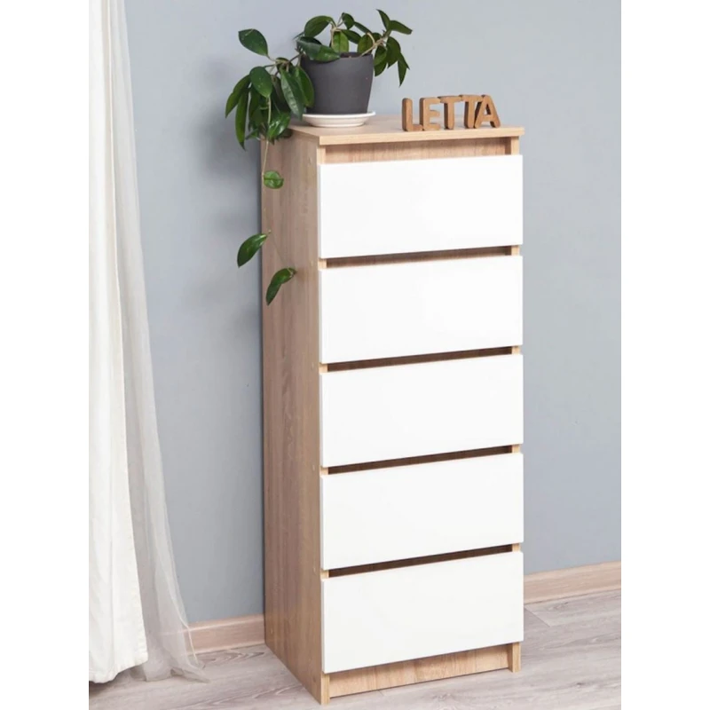 Комод, 106x35x40 см, ЛДСП, белый/коричневый. Комод, 106x35x40 см, ЛДСП, белый/коричневый.