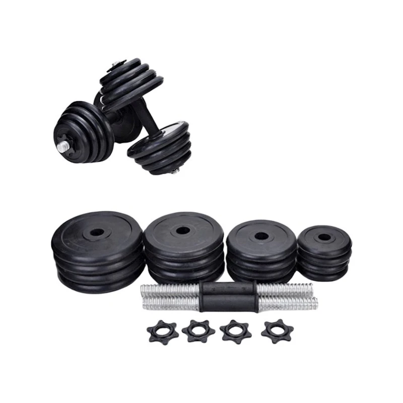 Гантели разборные TA sport, резина, 10 кг, черные, 2 шт