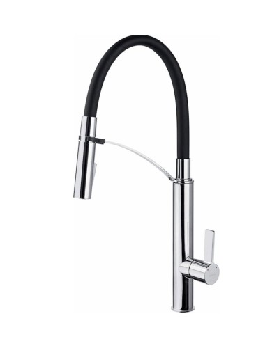 Mətbəx üçün qarışdırıcı Deante Gerbera BGB B720, siyirmə tökülmə ilə, bürünc, qara/gümüşü