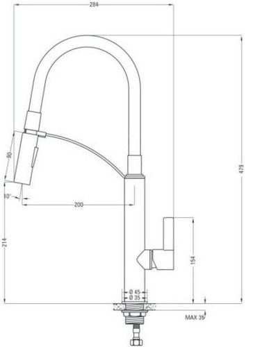 Mətbəx üçün qarışdırıcı Deante Gerbera BGB B720, siyirmə tökülmə ilə, bürünc, qara/gümüşü