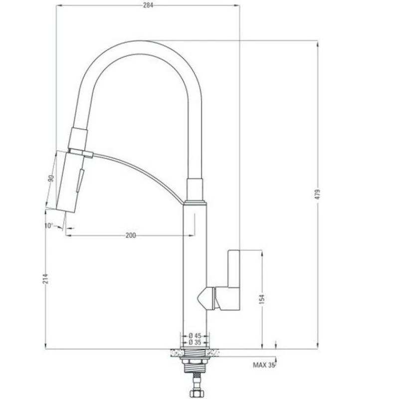 Смеситель для кухни Deante Gerbera BGB B720, с выдвижным изливом, латунь, черный/серебристый Смеситель для кухни Deante Gerbera BGB B720, с выдвижным изливом, латунь, черный/серебристый
