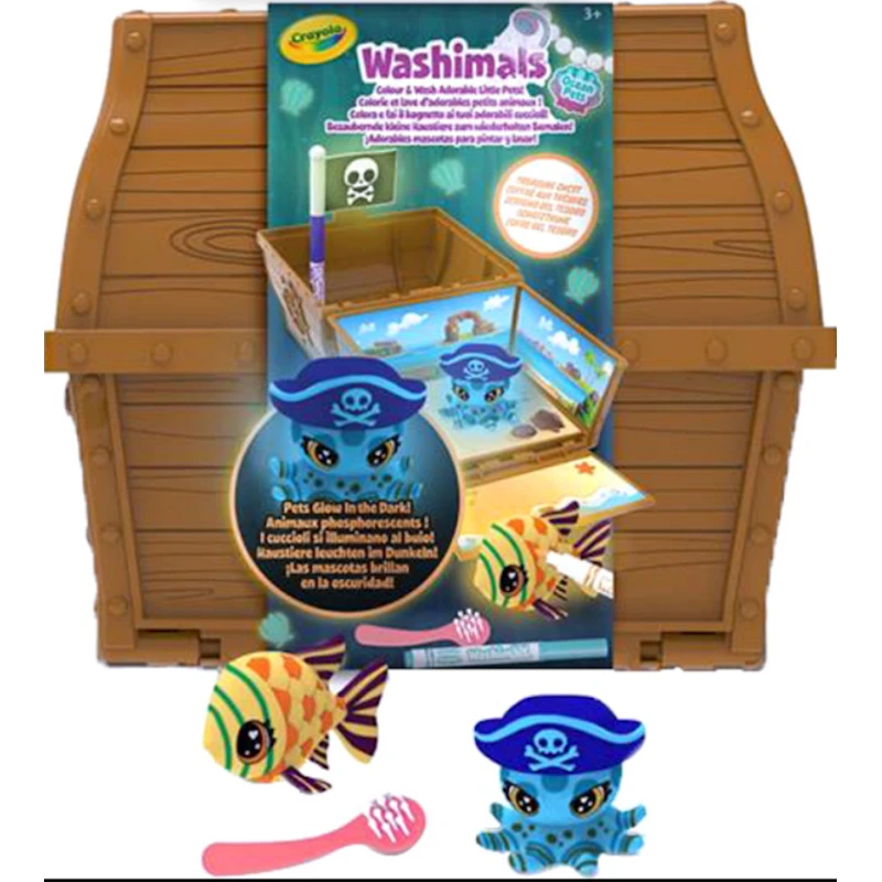 Набор для рисования Crayola Washimals Glow Ocean Pets, коричневый, 8 шт