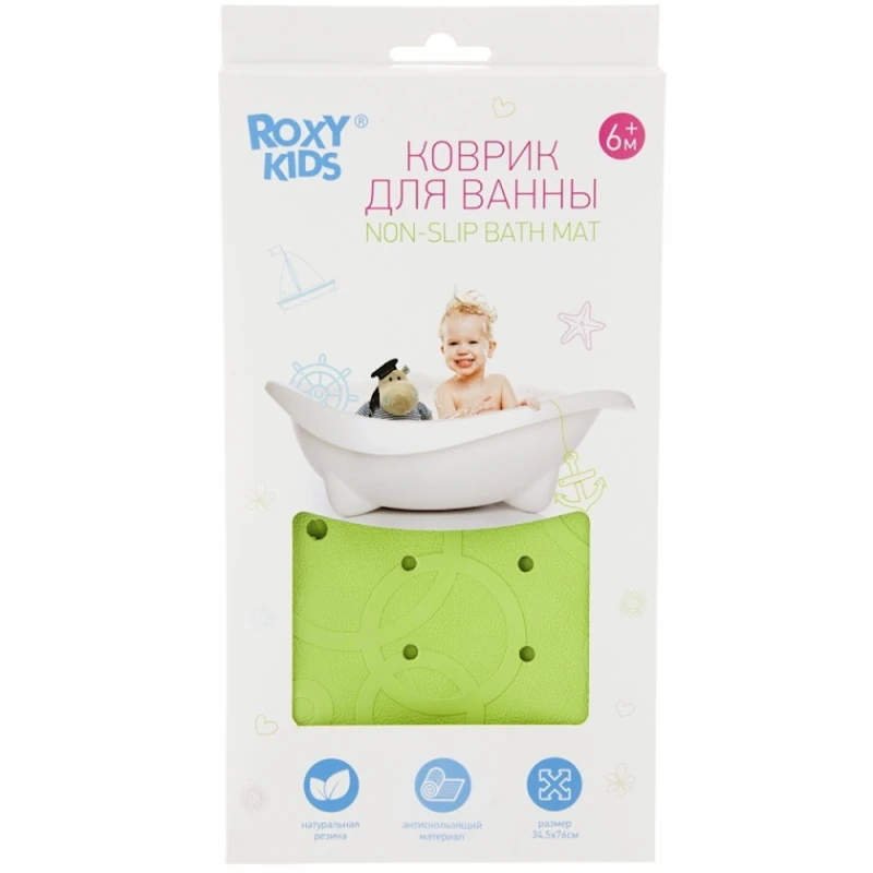 Коврик для ванной противоскользящий Roxy Kids M188GR, зелёный Коврик для ванной противоскользящий Roxy Kids M188GR, зелёный
