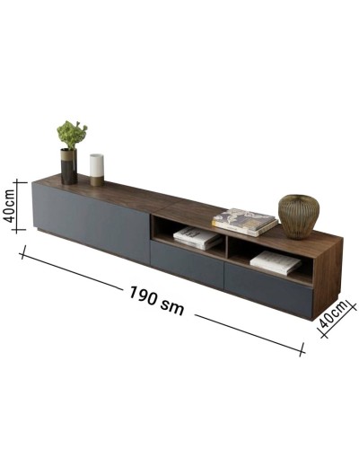 Tumba Ev Plus ev_12116016, LDSP, antrasit, qəhvəyi, 190x40x40 sm
