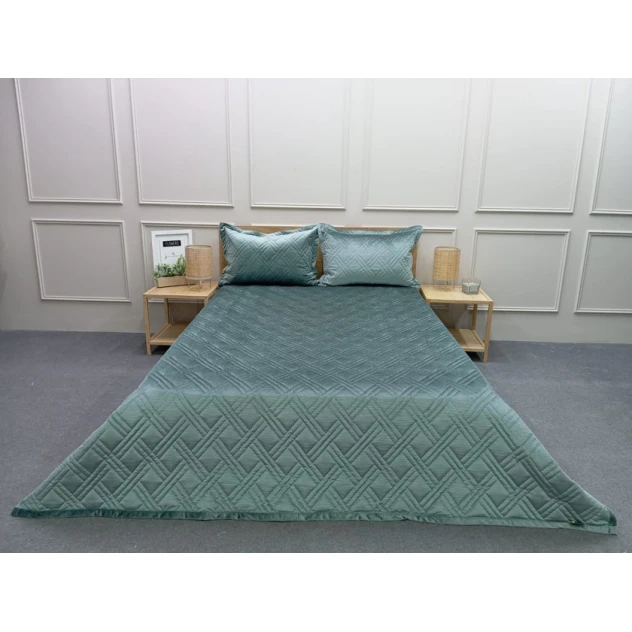 Покрывало Miranova FS-535, двуспальное, 230x250 см, наволочки 50x70, зеленое
