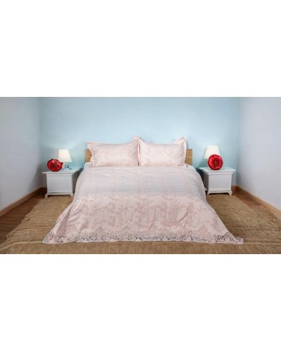 Dəst Narlı 000600, örtük 260х260 sm, yastıq üzlər 50x70 sm, ikinəfərlik, velür, çəhrayı