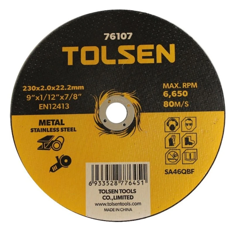 Диск отрезной по металлу Tolsen, 230x2.0x22.2 мм
