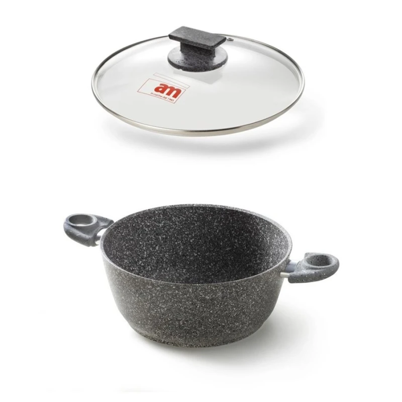 Кастрюля Accademia Mugnano Cuore di Pietra, 28 см, алюминий с антипригарным покрытием, серый (8010111048893)