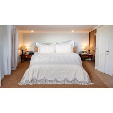Örtük və yastıq üzü dəsti Luxe Cotton, 260x260/50x70 sm, ikinəfərlik, velür, ağ