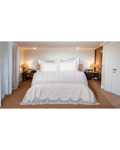 Örtük və yastıq üzü dəsti Luxe Cotton, 260x260/50x70 sm, ikinəfərlik, velür, ağ