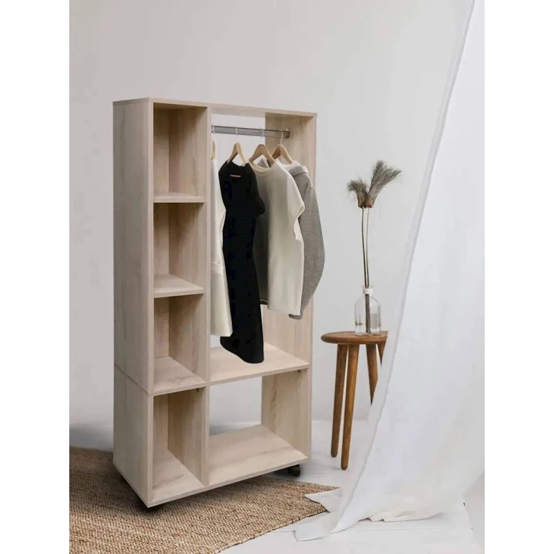 Вешалка с полками, ЛДСП, сонома, 147x25x75 см Вешалка с полками, ЛДСП, сонома, 147x25x75 см