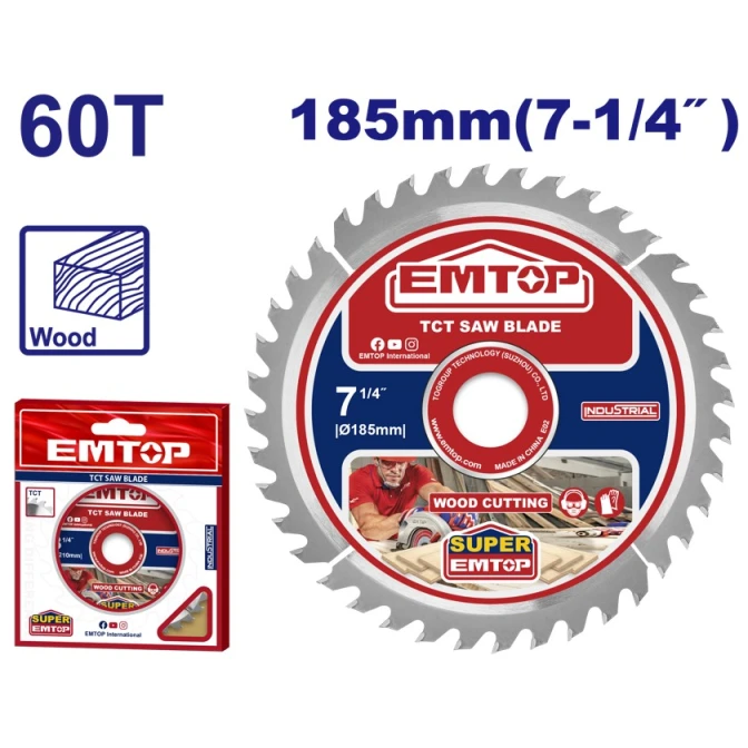 Отрезной диск по дереву Emtop ETCT118513, 185x20 мм