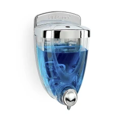 Дозатор для жидкого мыла Flosoft F017 350 мл, серебристый/прозрачный, пластик (TM.23760)