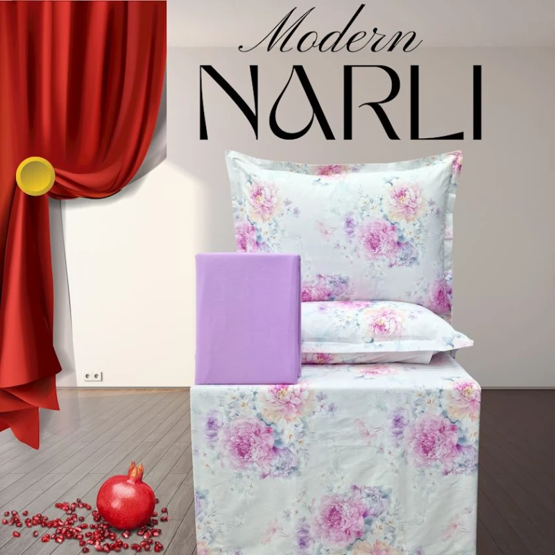 Комплект постельного белья Nar-Lı-001022, простыня 180x240 см, пододеяльник 160x220 см, наволочка 1 шт x 50x70 см, односпальный, хлопок, разноцветный