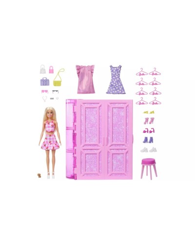 Oyun dəsti Mattel Barbie Dream Closet Playset with Fashion doll & Accessories, 3+ yaş